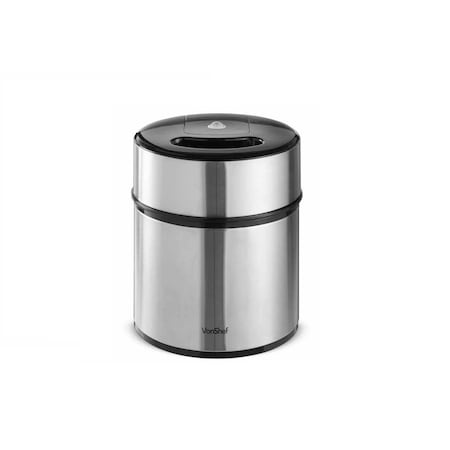 Aparat de preparat inghetata din otel inoxidabil VonShef 2000021, Capacitate 2L, Putere 12W