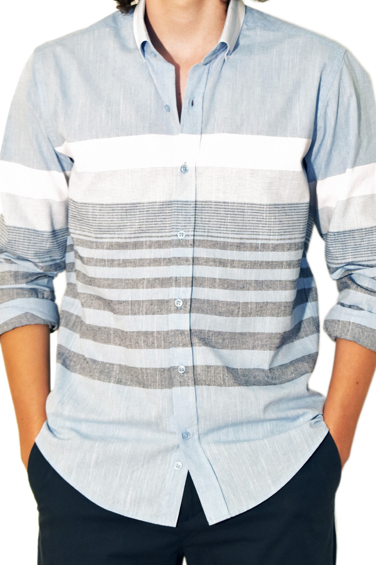 Camasa in dungi, Regular fit, 100% In, Multicolor, XXL