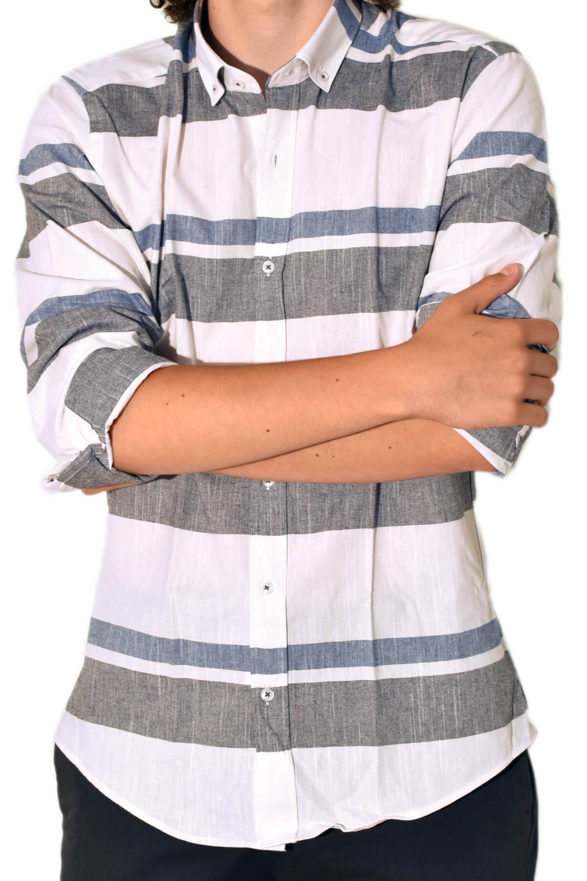 Camasa in dungi, Regular fit, 100% In, Multicolor, S