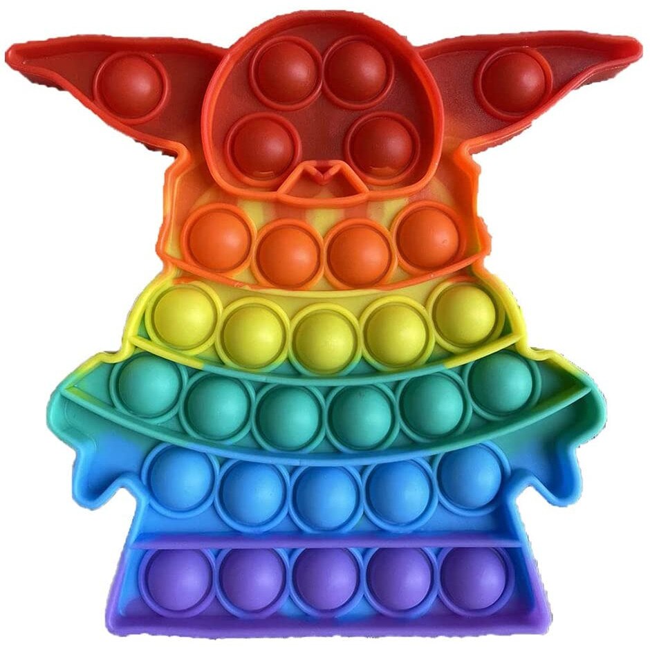 Jucarie antistres din silicon, Flippy, Pop It Now and Flip It, Baby Yoda, Curcubeu
