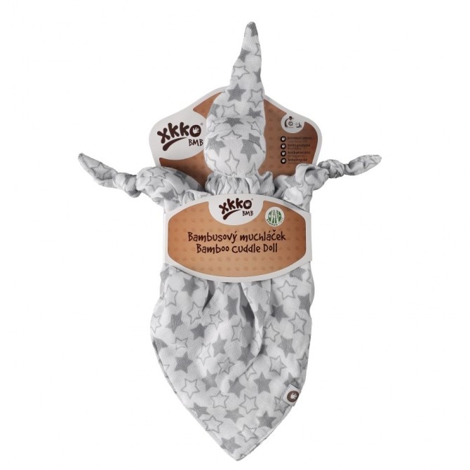 Jucarie de Plus pentru Somnul Bebelusilor Bamboo Pet Little Stars, Alb/Gri