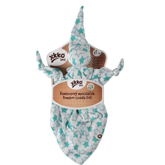 Jucarie de Plus pentru Somnul Bebelusilor Bamboo Pet Little Stars, Alb/Verde