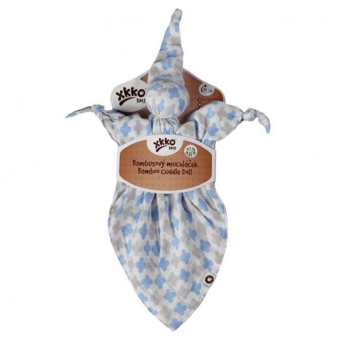 Jucarie de Plus pentru Somnul Bebelusilor Bamboo Pet Baby Blue Cross, Albastru/Alb