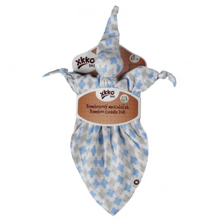 Jucarie de Plus pentru Somnul Bebelusilor Bamboo Pet Baby Blue Cross, Albastru/Alb