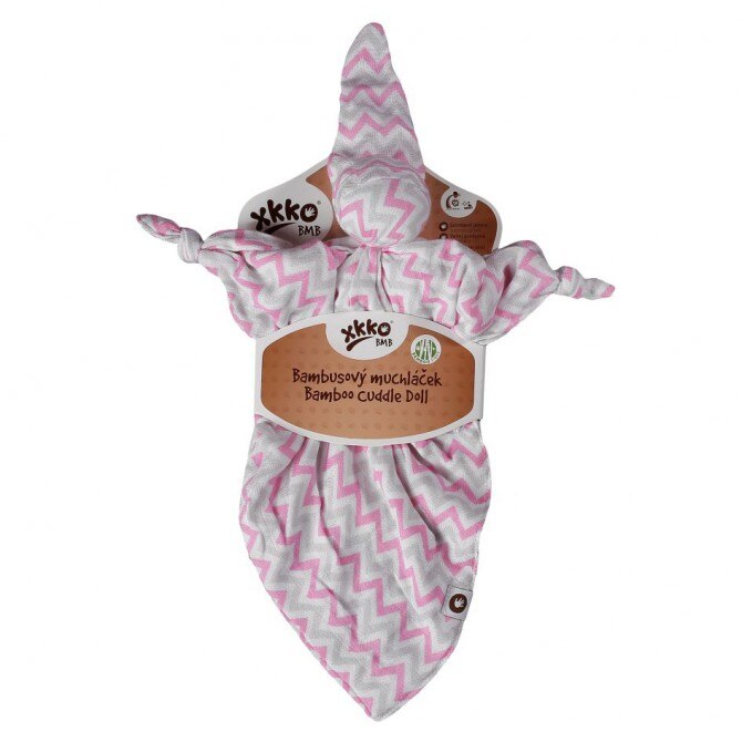 Jucarie de Plus pentru Somnul Bebelusilor Bamboo Pet Baby Pink Chevron, Roz/Alb