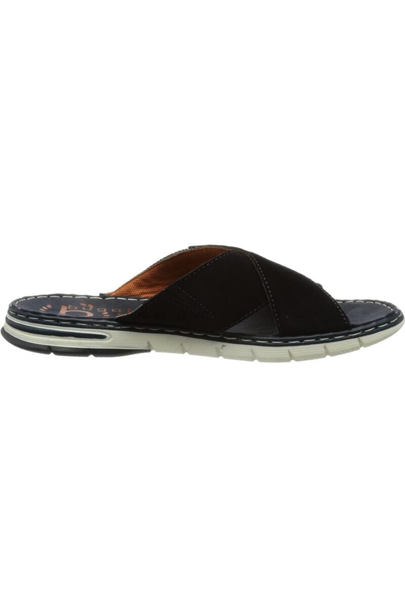 Slapi barbati, Bugatti, Dario Dark Blue Flip Flops, Piele naturala, Albastru, 41 EU