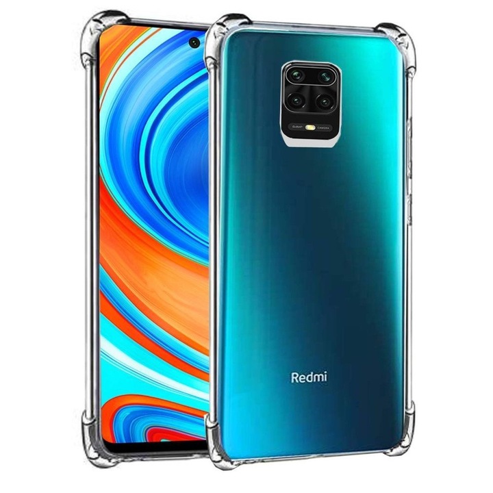 Xiaomi Redmi Note 9 Pro / Note 9S kompatibilis szilikon hátlaptok, erősített sarkokkal, átlátszó, Anti Shock, 1,5mm