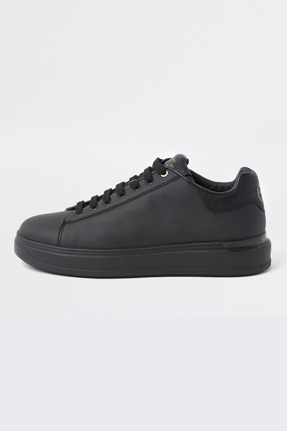 RIVER ISLAND, Pantofi sport din piele ecologica cu detalii cu aspect de piele de reptila, Negru