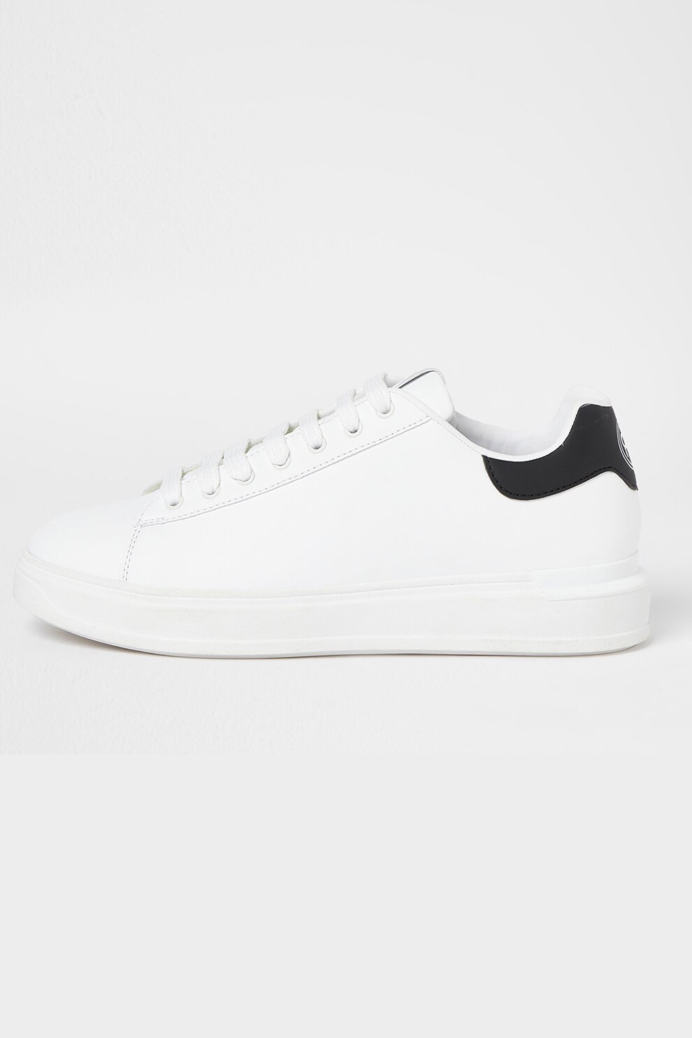 RIVER ISLAND, Pantofi sport din piele ecologica cu detaliu logo, Alb/Negru