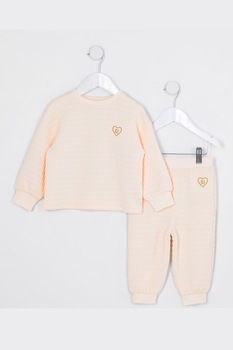 River Island, Set de pantaloni sport si bluza sport cu logo brodat - 2 piese, Gri/Verde militar River Island, Set de pantaloni sport si bluza sport cu logo brodat - 2 piese, Gri/Verde militar