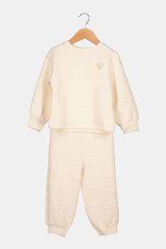 River Island, Set de bluza sport si pantaloni sport cu aspect matlasat, Alb fildes River Island, Set de bluza sport si pantaloni sport cu aspect matlasat, Alb fildes