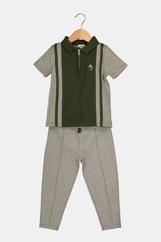 River Island, Set de imbracaminte din bumbac - 2 piese, Verde feriga/Alb River Island, Set de imbracaminte din bumbac - 2 piese, Verde feriga/Alb