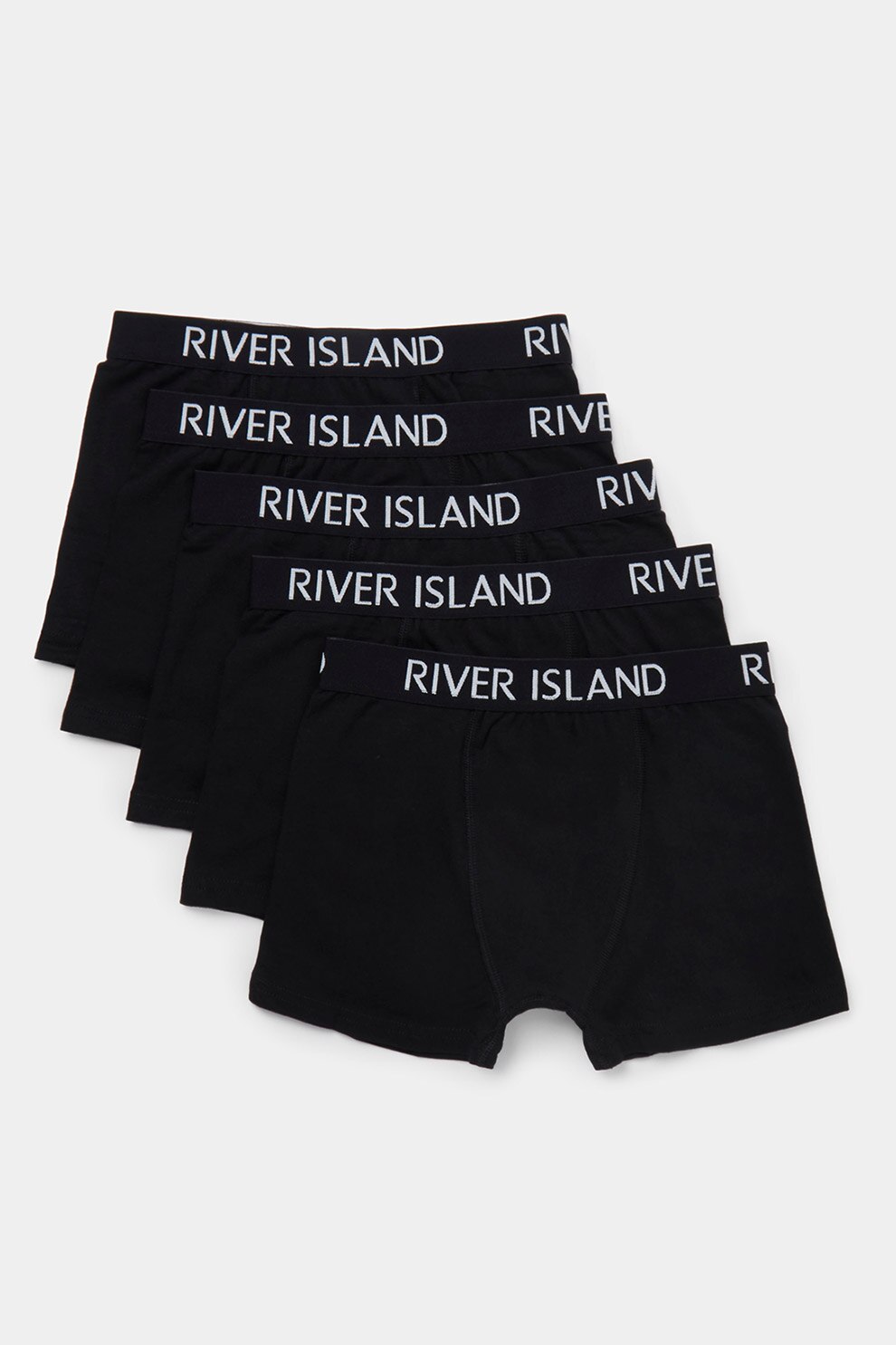 River Island, Set de boxeri cu banda logo in talie - 5 perechi, Negru