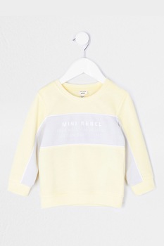 River Island, Bluza sport cu decolteu la baza gatului si imprimeu text, Galben pal/Alb, 86 CM River Island, Bluza sport cu decolteu la baza gatului si imprimeu text, Galben pal/Alb, 86 CM