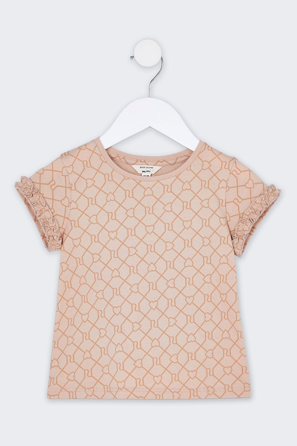 River Island, Tricou de bumbac cu imprimeu, Roz prafuit