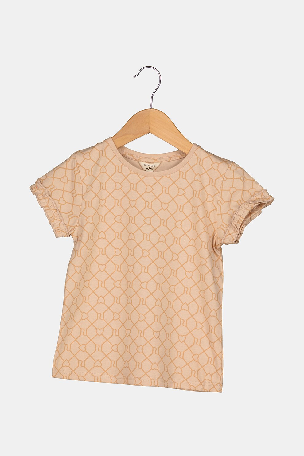 RIVER ISLAND, Tricou de bumbac cu model abstract, Maro nisip