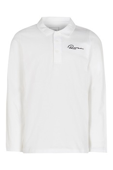 River Island, Bluza polo cu logo brodat, Alb River Island, Bluza polo cu logo brodat, Alb