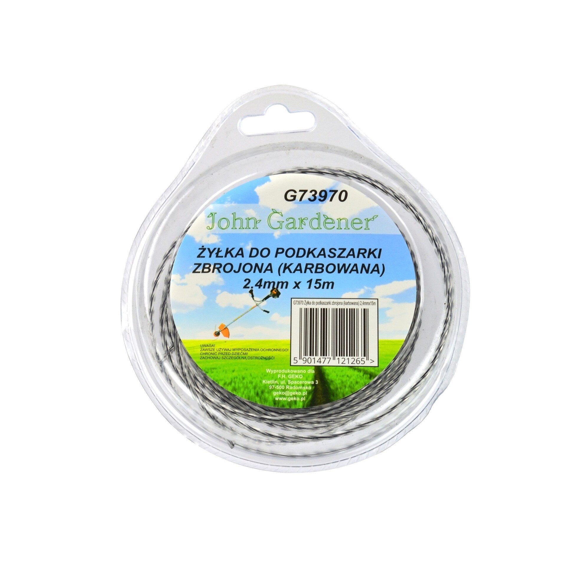 Coarda taiere pentru masini de tuns iarba, ondulata, din plastic otelit, 2.4mm x 15m