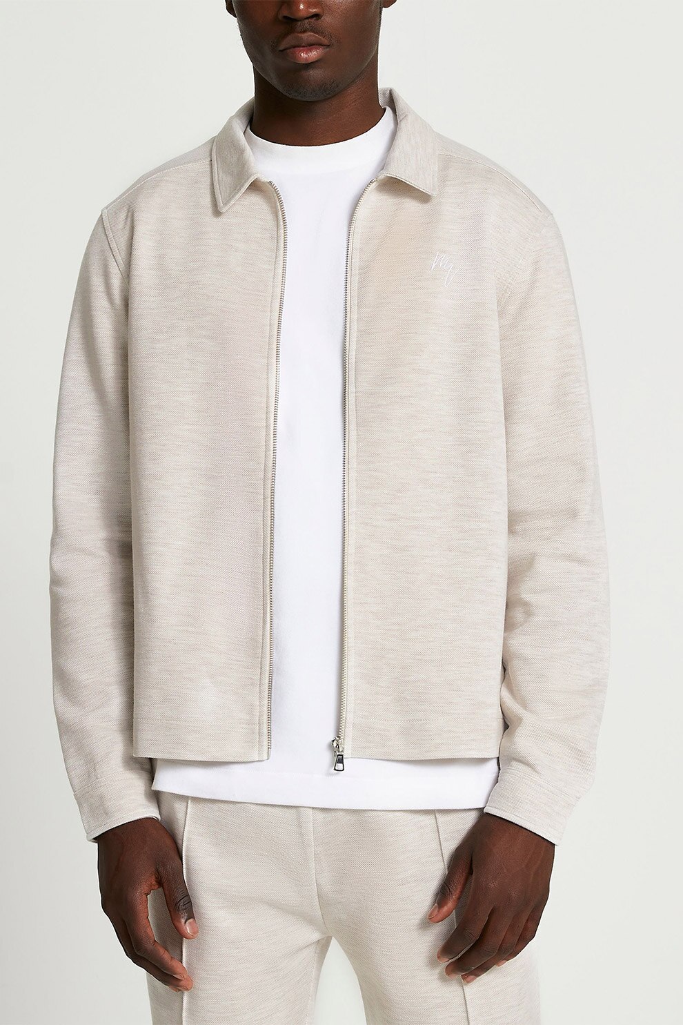 River Island, Jacheta din jerseu cu fermoar, Bej