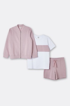 River Island, Set de imbracaminte cu imprimeu herringbone - 3 piese, Lila/Alb River Island, Set de imbracaminte cu imprimeu herringbone - 3 piese, Lila/Alb