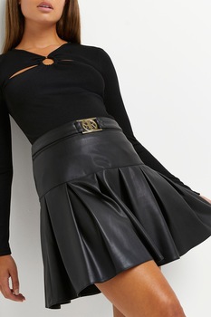 River Island, Fusta mini de piele ecologica, Negru River Island, Fusta mini de piele ecologica, Negru