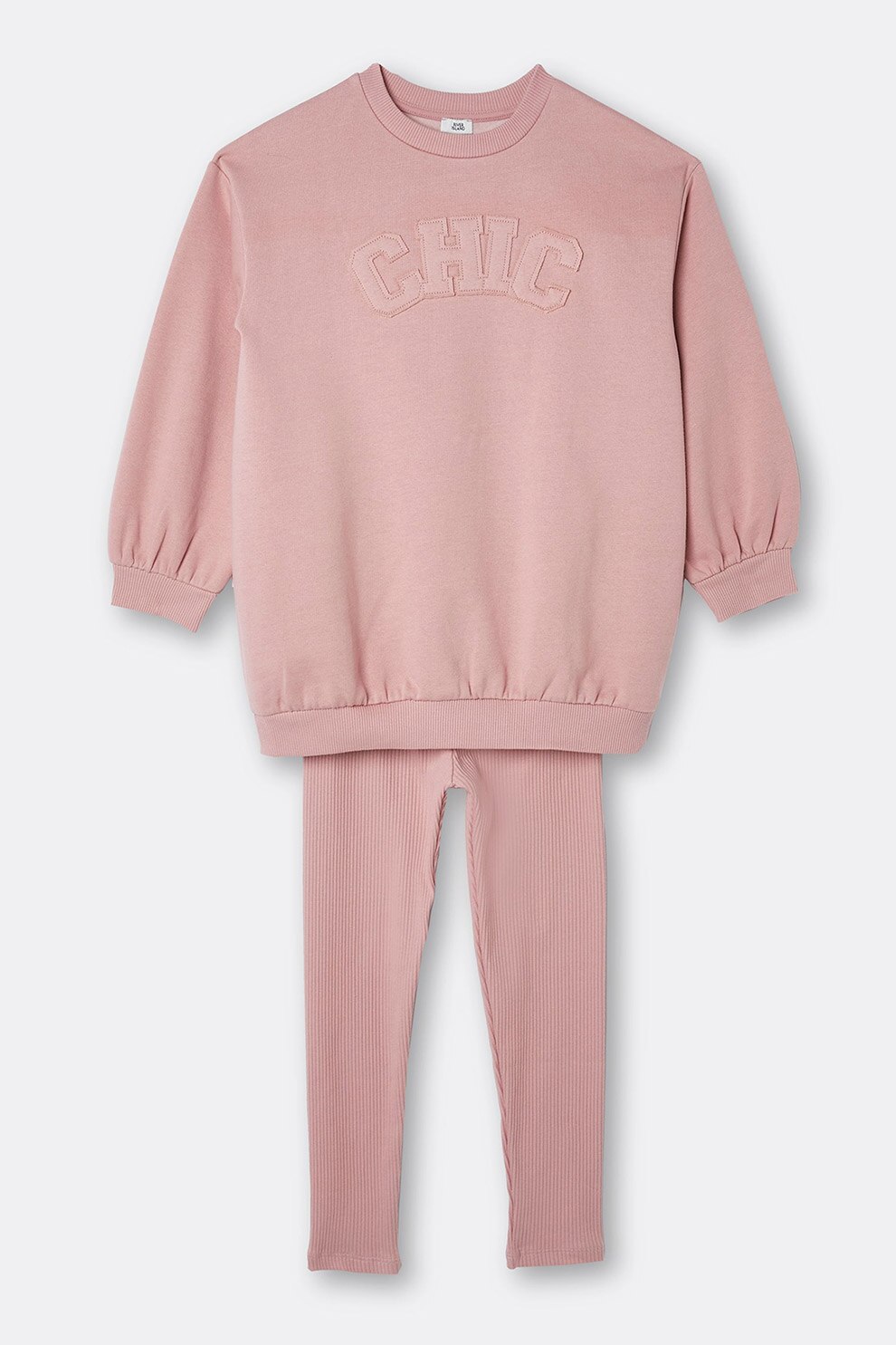 River Island, Set de bluza sport si colanti, Roz