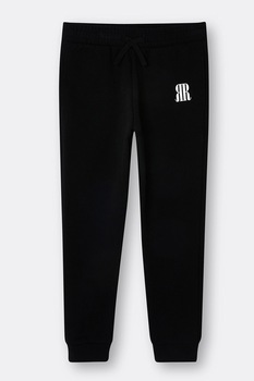 River Island, Pantaloni sport conici cu detaliu logo, Negru River Island, Pantaloni sport conici cu detaliu logo, Negru
