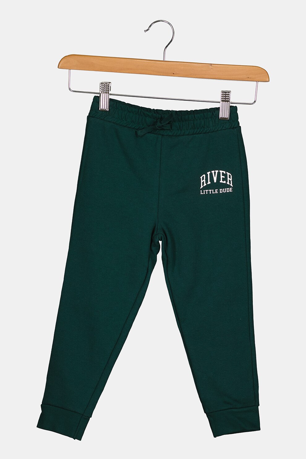 River Island, Pantaloni sport de bumbac cu talie elastica, Verde forest