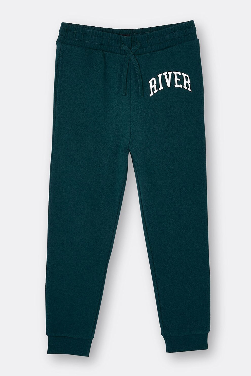 River Island, Pantaloni sport conici cu snur in talie, Verde