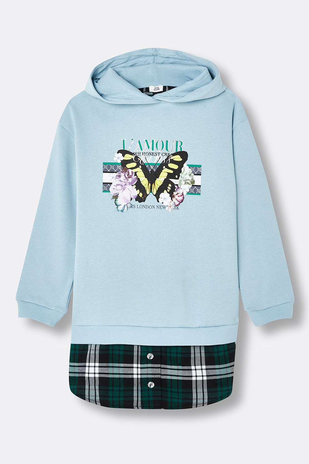 River Island, Rochie-hanorac de jerseu cu aspect 2in1, Albastru lavanda