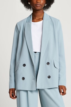 River Island, Sacou cu doua randuri de nasturi si revere decupate, Albastru lavanda River Island, Sacou cu doua randuri de nasturi si revere decupate, Albastru lavanda