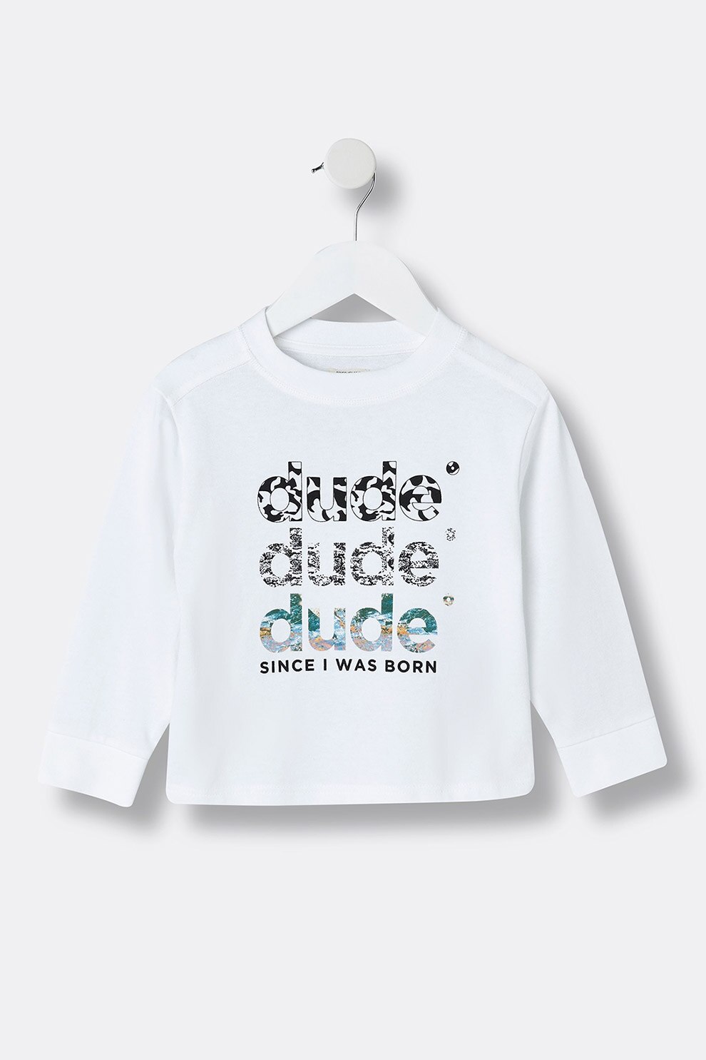 River Island, Bluza de bumbac cu imprimeu text, Alb optic