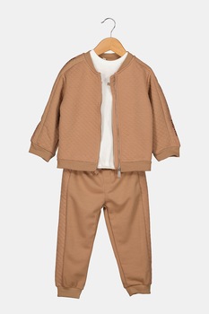 River Island, Set de imbracaminte - 3 piese, Maro deschis/Alb, 98 CM River Island, Set de imbracaminte - 3 piese, Maro deschis/Alb, 98 CM