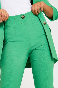 River Island, Pantaloni cu talie inalta si mansete cu slit, Verde River Island, Pantaloni cu talie inalta si mansete cu slit, Verde