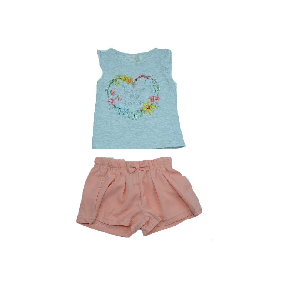 Compleu 2 piese de vara fete Happy House SS-0881, Alb 98 CM Standard