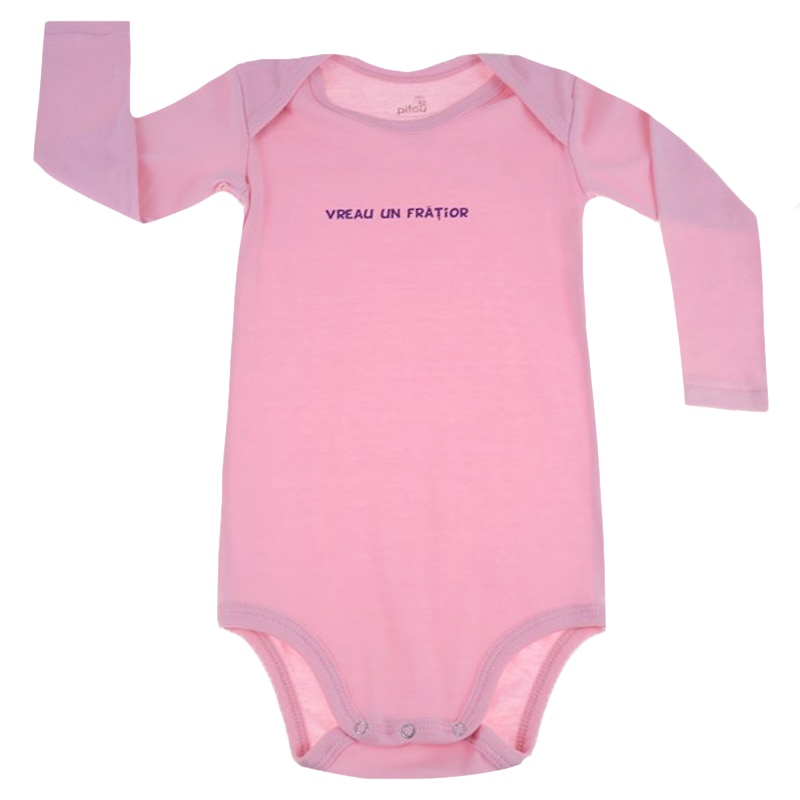 Body cu maneca lunga pentru fete Pifou Model 6 ML6RZ-2-98-cm, Roz 98 CM