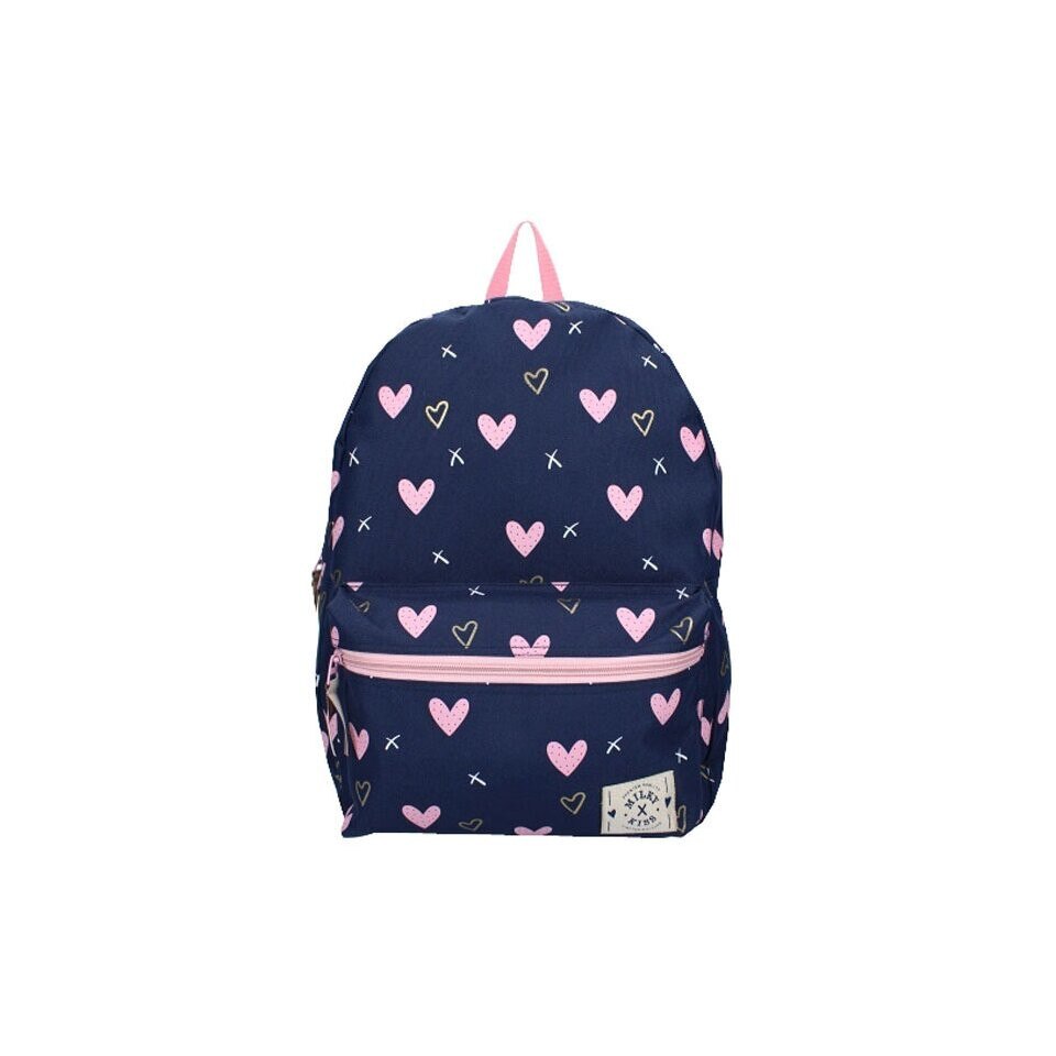 Ghiozdan, bluemarin cu inimioare roz, 39 x 29 x 12 cm