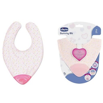 Baveta 2 in 1 Rose, Chicco, Bumbac, Roz, 2 luni+ Baveta 2 in 1 Rose, Chicco, Bumbac, Roz, 2 luni+