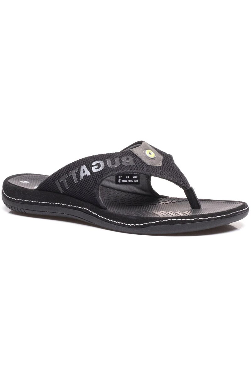 Papuci barbati, Bugatti, Branson Black, Textil, Negru