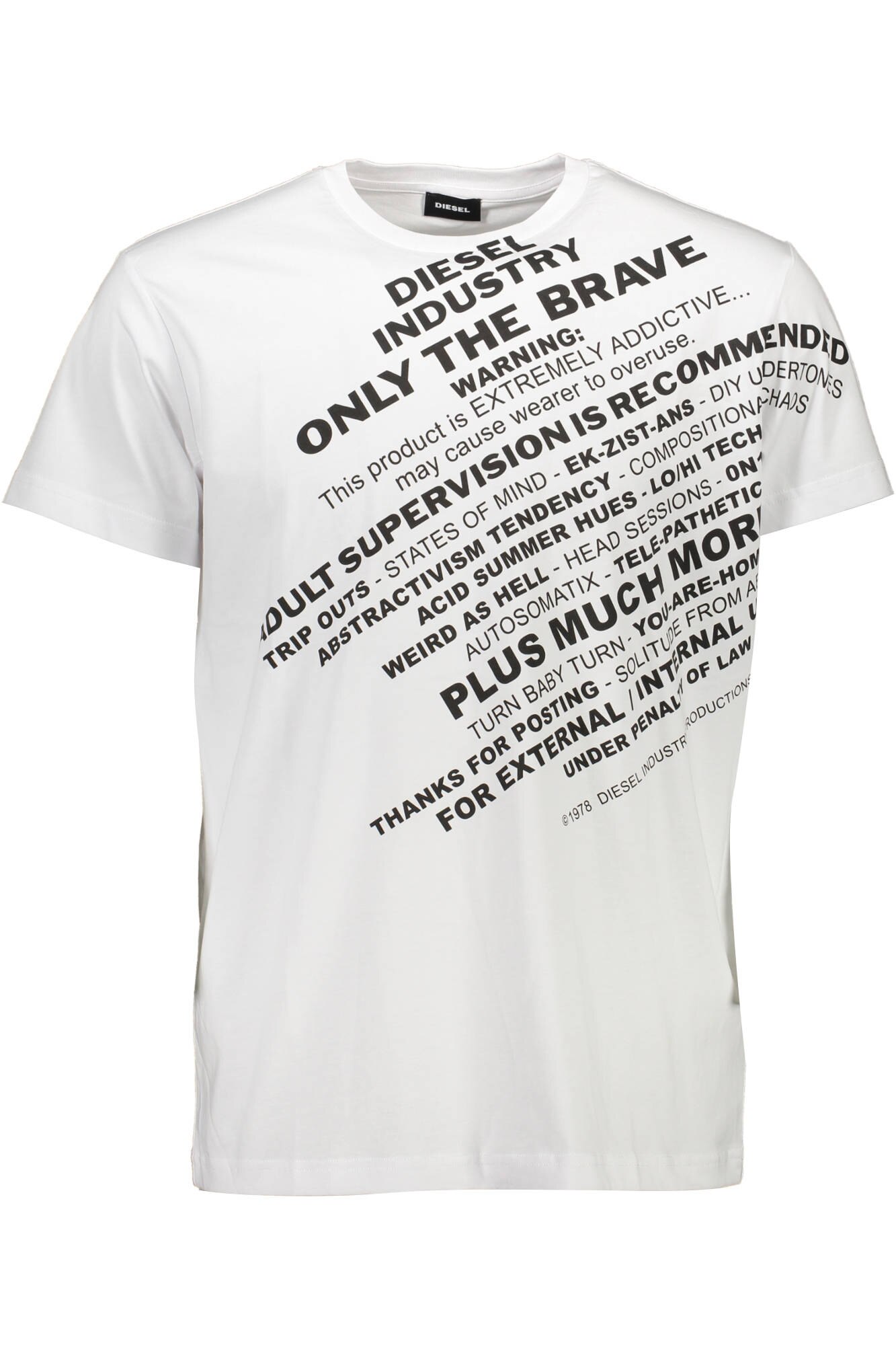 Tricou Barbati. DIESEL, Maneca scurta, Logo, Alb, Alb