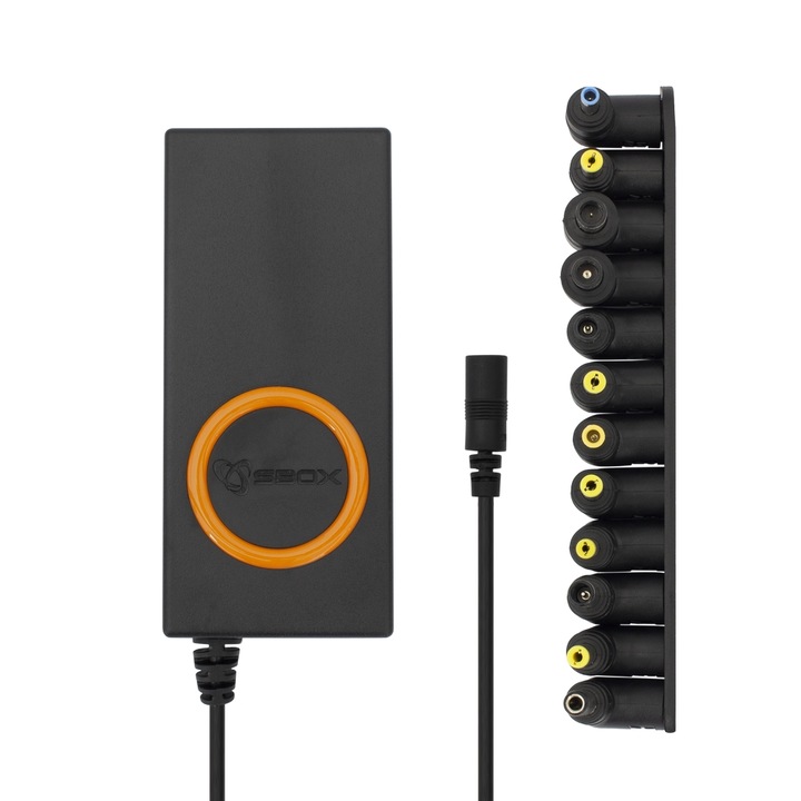 Захранващ адаптер за лаптопи SBOX A-901, DC 15 - 19.5 V, 90 W, 12 накрайника, автоматична регулация на напрежението