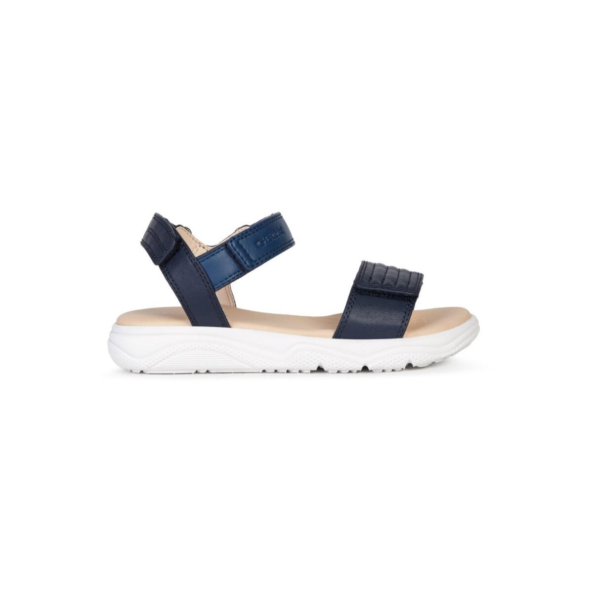 Sandale fete, Geox, J Sandal Deaphne Gir Navy, Poliuretan, Albastru, 33 EU