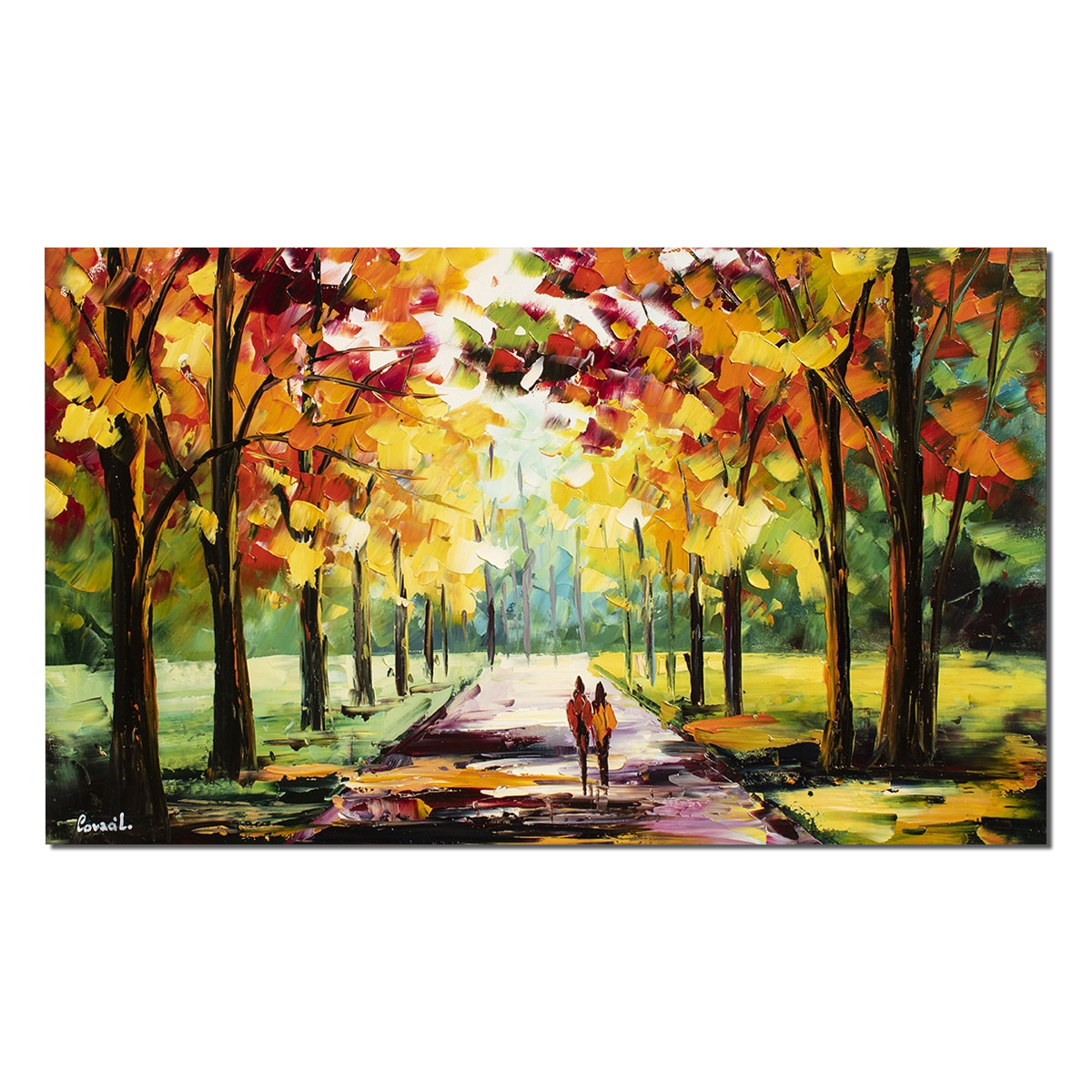 Tablou pictat manual, Artnova - Impreuna pe cararea vietii (1) - 100x60cm pictura ulei pe panza in cutit efect 3D