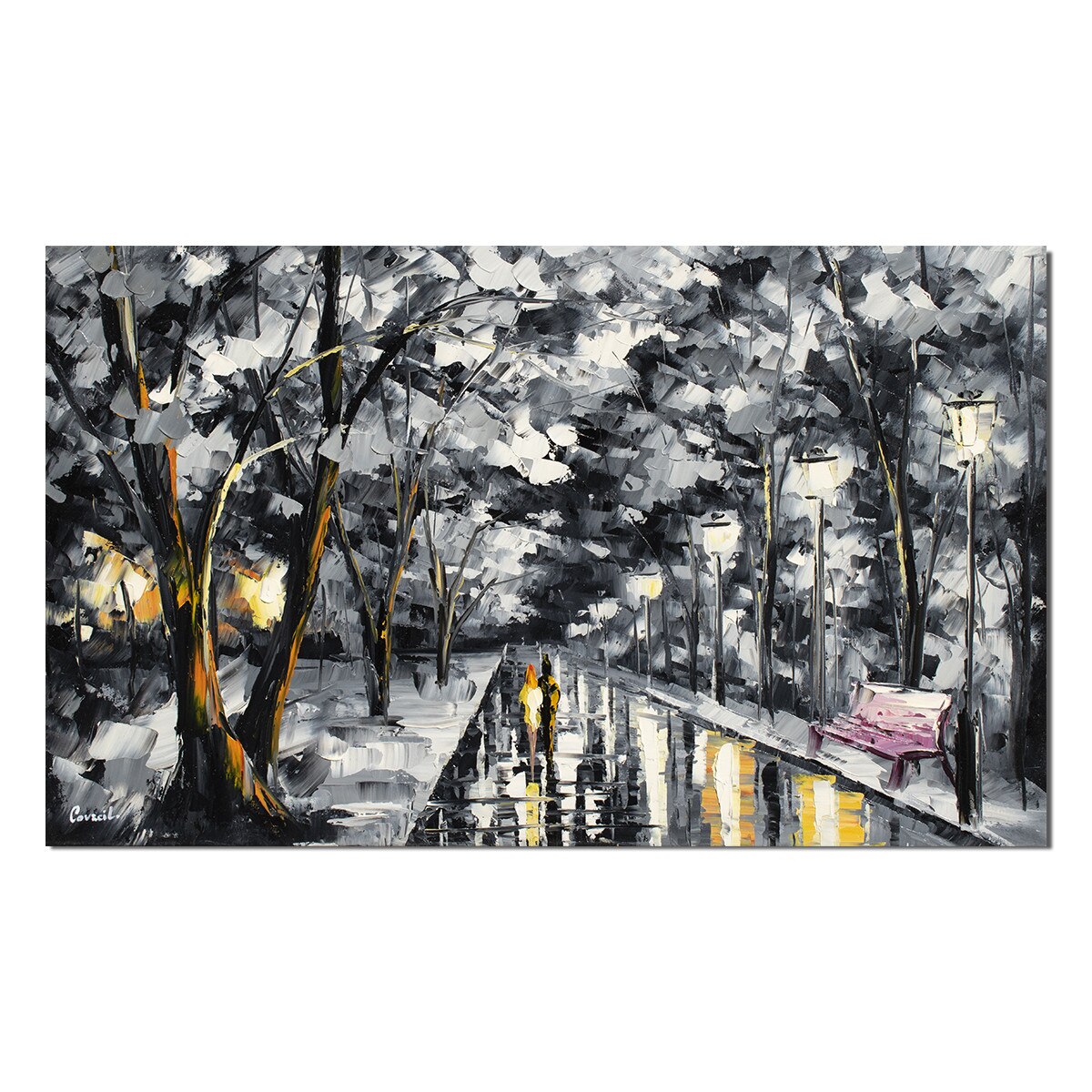 Tablou pictat manual, Artnova - Impreuna pe aleea vietii (6) - 100x60cm pictura ulei pe panza in cutit efect 3D