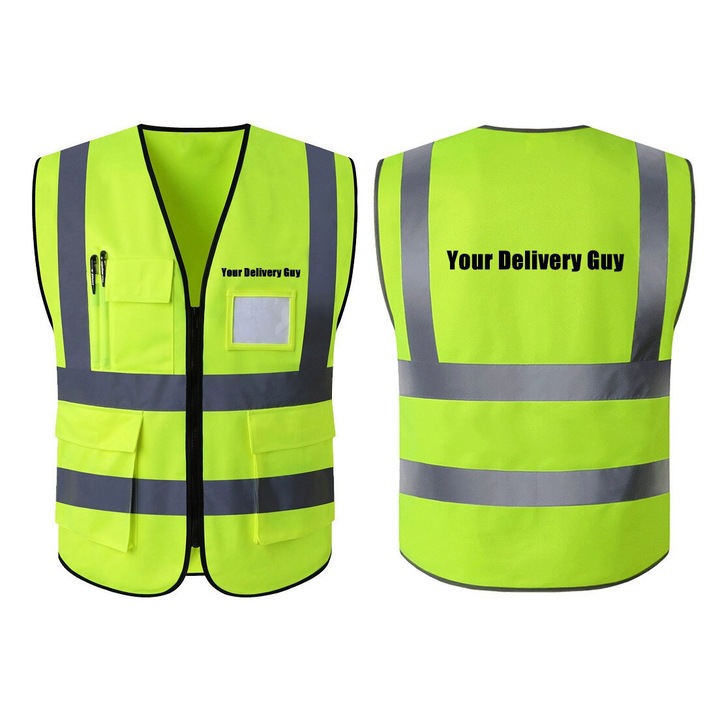 Светлоотразителнa жилеткa за доставчици ISA с надпис -Your Delivery Guy-Размер XL