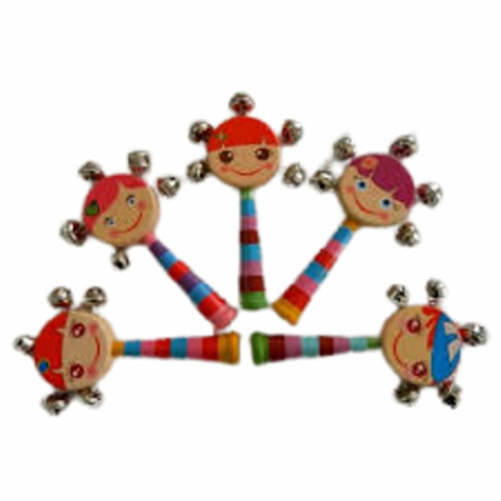 Дрънкалка Ahelos,Бебешка,Дървена,Метални звънчета