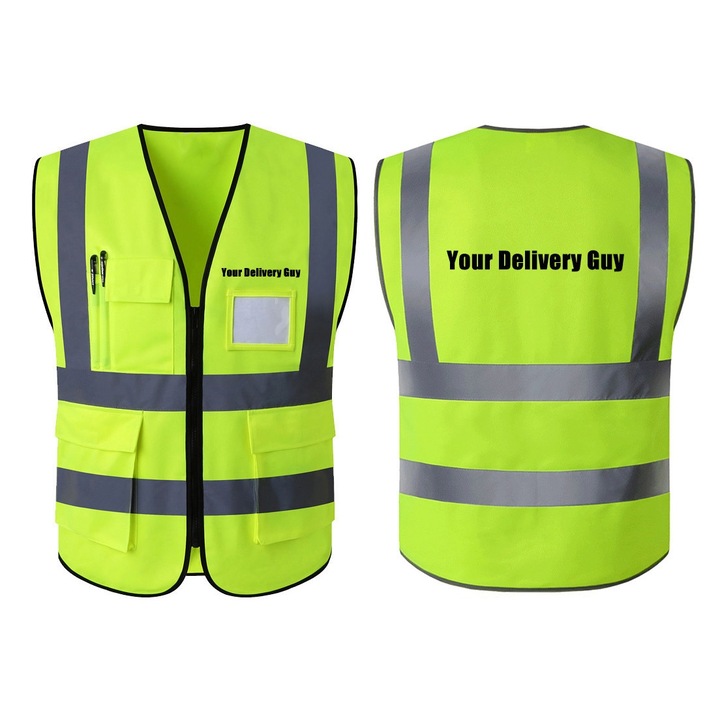 Светлоотразителнa жилеткa за доставчици ISA с надпис -Your Delivery Guy-Размер L