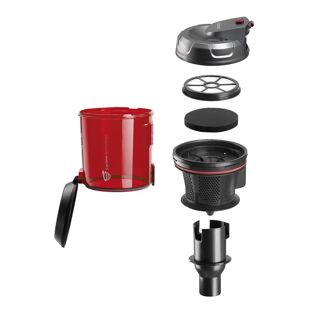 Aspirator fara sac Concept Furios Home & Pet VP5150, Tub Telescopic, 800W, Hepa 13, Nivel zgomot 78 db,Capacitate recipient 2l Perie speciala pentru parul de animale,Perie Parchet, Gri-Rosu