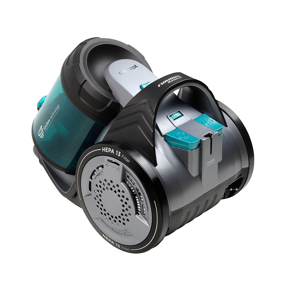 Aspirator fara sac Concept Furios Animal VP5151, Tub Telescopic, 800W, Hepa 13, Nivel zgomot 78 db, Perie speciala pentru parul de animale, Gri-Verde