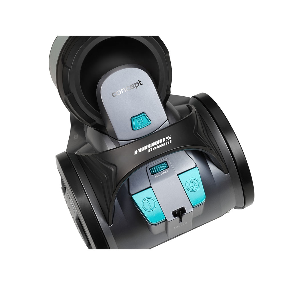 Aspirator fara sac Concept Furios Animal VP5151, Tub Telescopic, 800W, Hepa 13, Nivel zgomot 78 db, Perie speciala pentru parul de animale, Gri-Verde